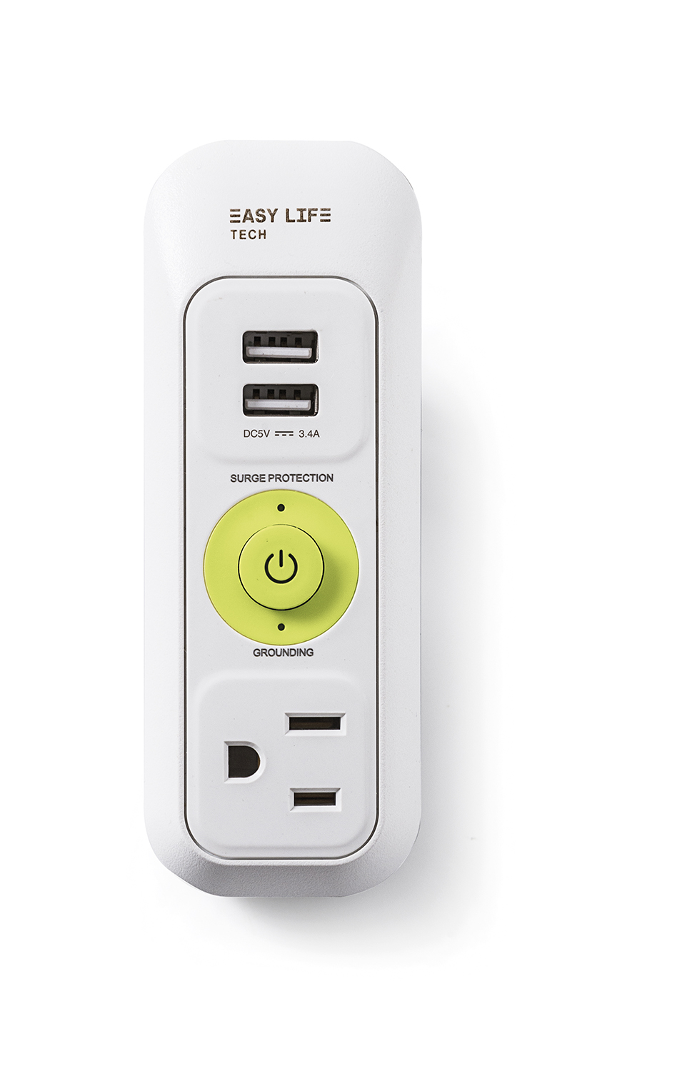 Easylife Tech Wall Power Strip Plug 1 AC Outlet with 2 USB
